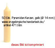 Bild vom Artikel 50 Stk. Pyramiden-Kerzen, gelb (Ø 14 mm)